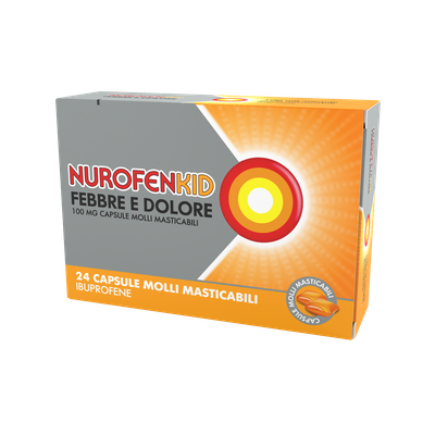 RECKITT BENCKISER Nurofenkid Febbre e Dolore 100 mg Ibuprofene 24 capsule molli